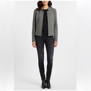 Loft Grey Textured Zipper Blazer with Pockets